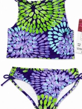 Kanu Surf Girls Two-Piece Tankini Swimsuit Set – Size 8 – Purple, Lavender & Bri